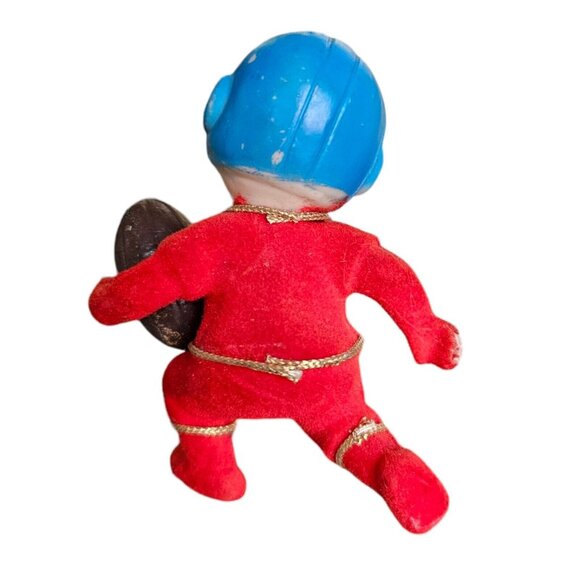 Vintage 60'S Kitschy Football Ornament Christmas Flocked Japan MCM Plastic 3.75" - Picture 5 of 10